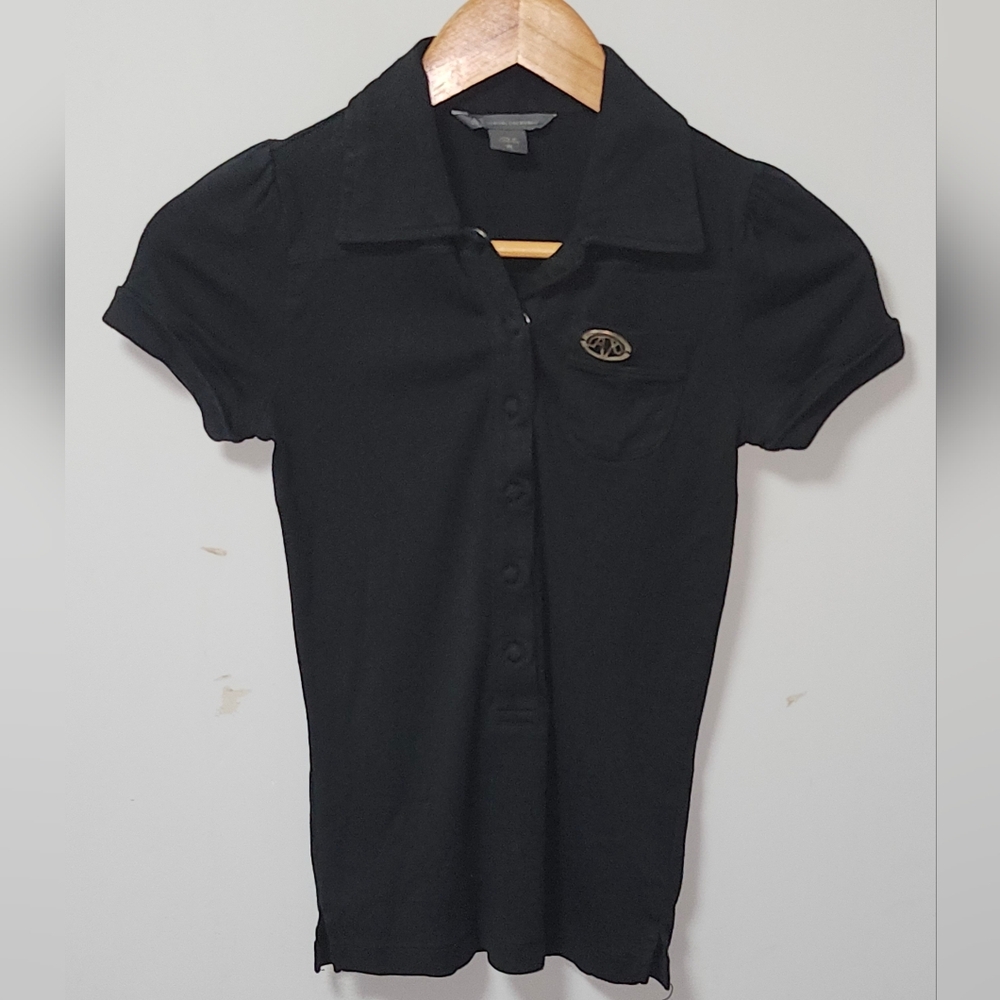AX Armani Exchange Black Cotton Logo Polo Shirt Top XS